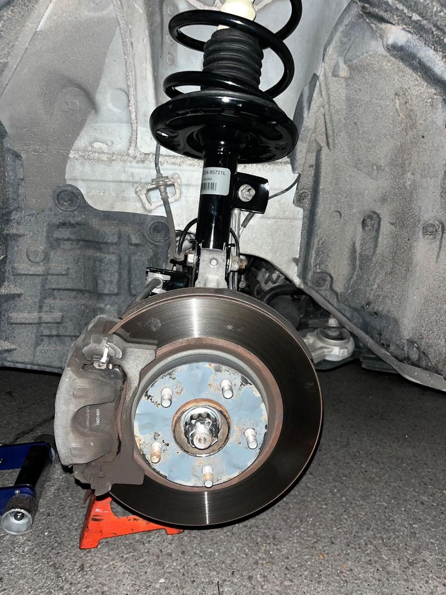 New strut and rotor installed on a front corner